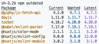 npm outdated