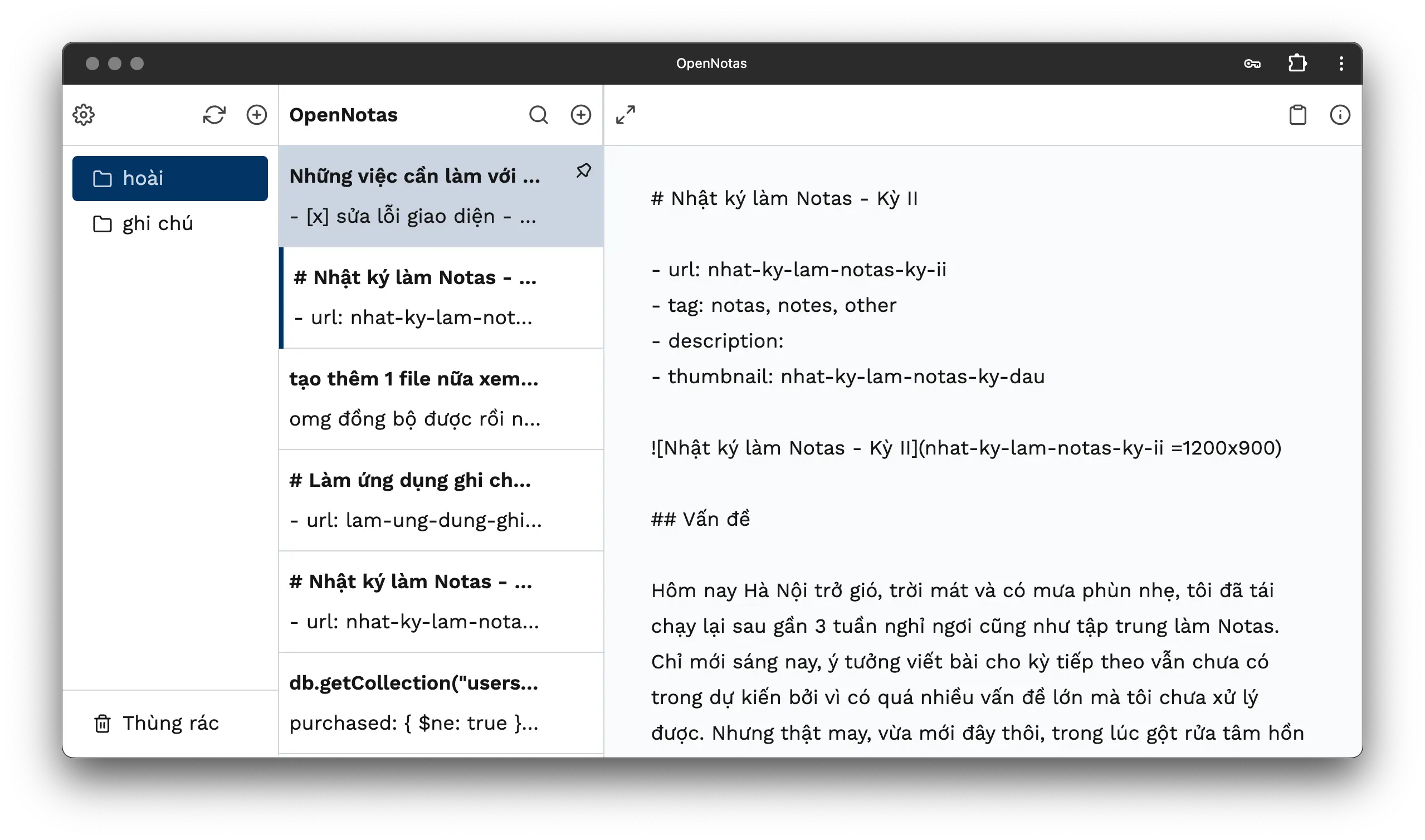 Viết ghi chú trên Notas