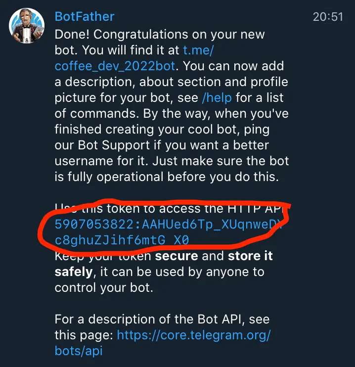 Telegram BOT token