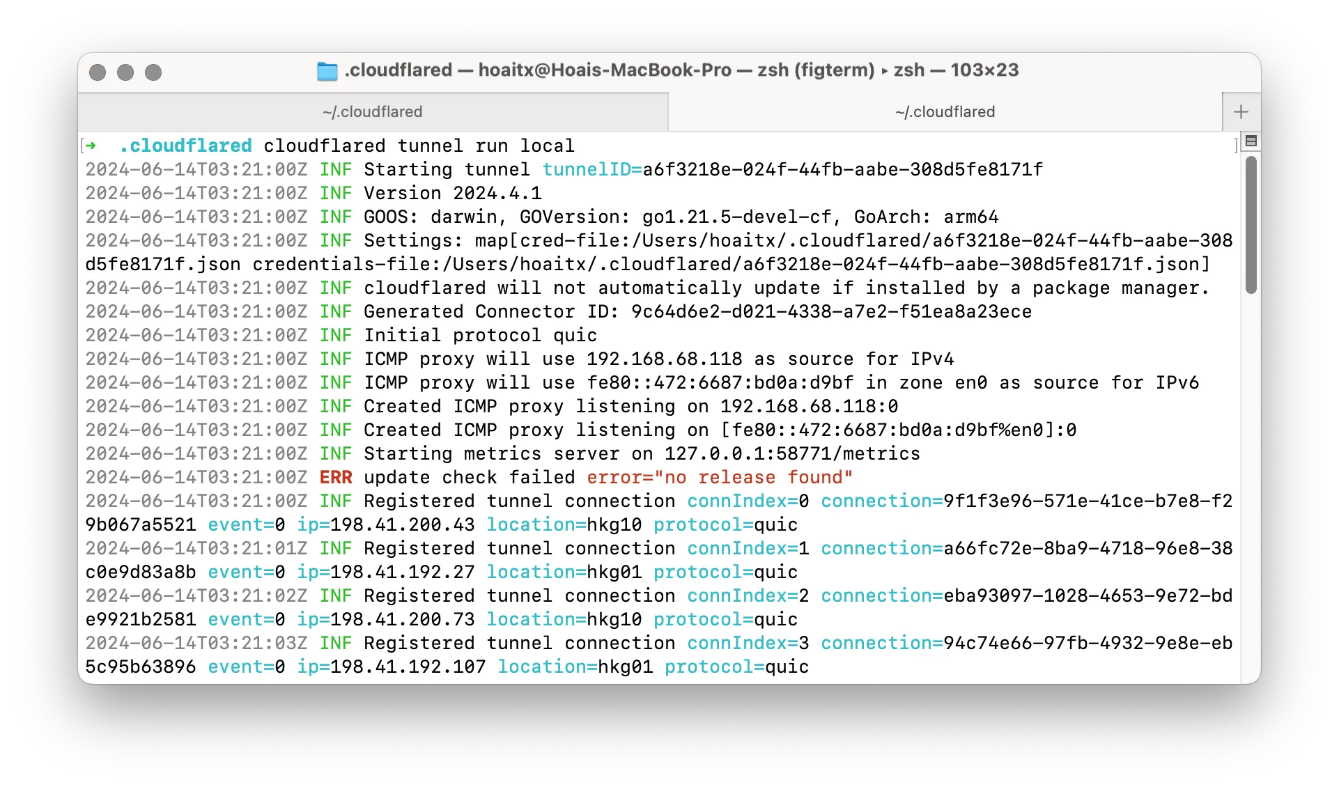 Chạy thử tunnel locally