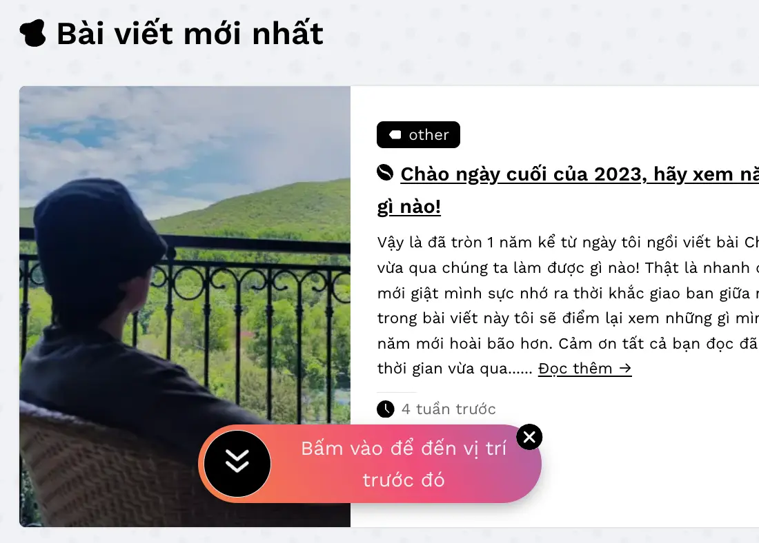 Tính năng quay lại bài viết trước đó