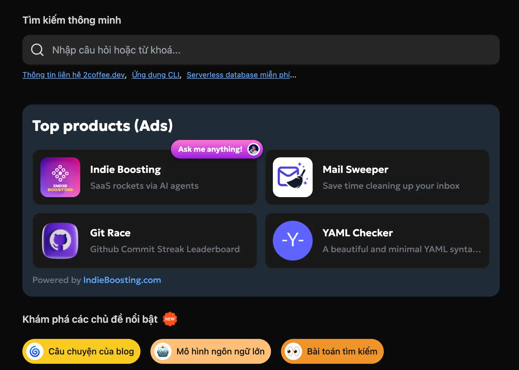 Indieboosting on 2coffee.dev