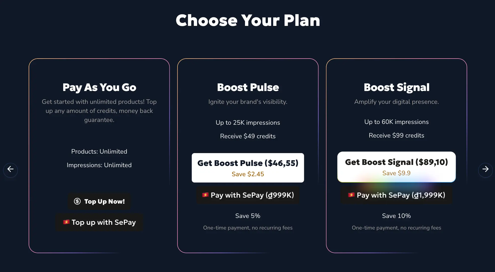 Register payment package