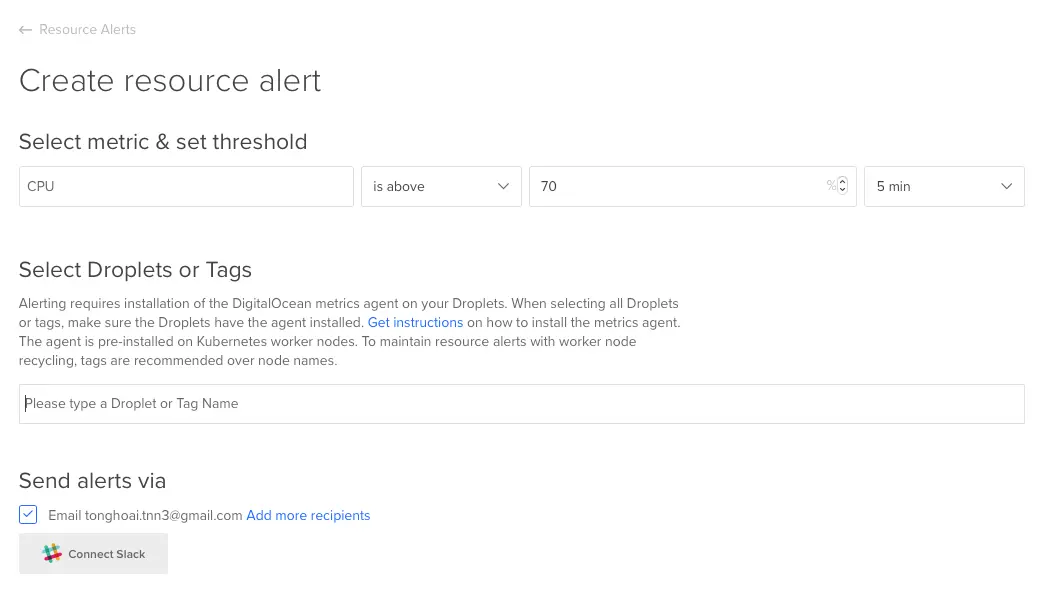 Tính năng alert của cloud